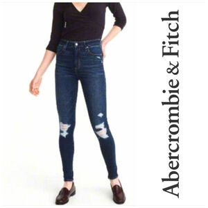 A&F Abercrombie Fitch Simone High Rise Super Skinny Jeans Ripped Knee Dark 4 S